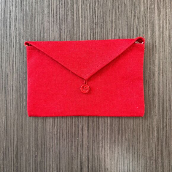 Cotton blend christmas envelope card red white north pole candy cane striped - Picture 2 of 5